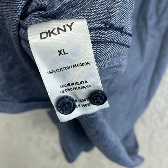 NEW DKNY Men's XL Long Sleeve Button down Sport Shirt Natural Stretch Blue - Picture 5 of 7